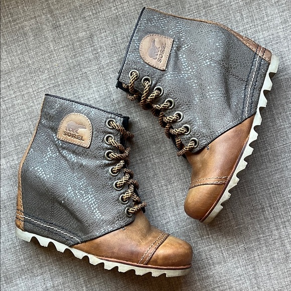 Sorel 1964 Wedge Boots Snakeskin Women's 7 - Picture 1 of 10